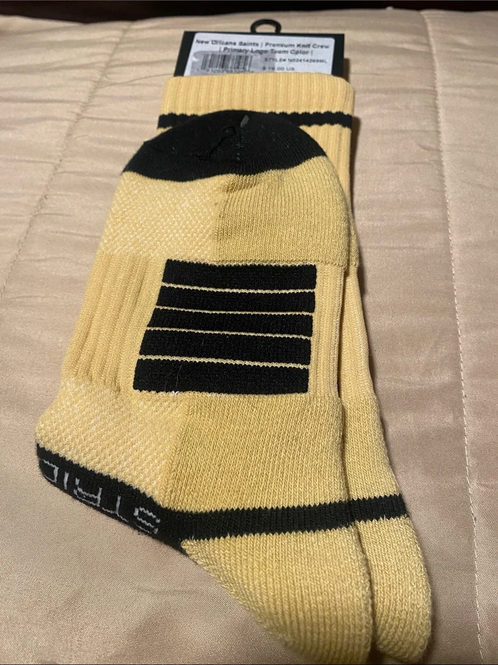 NFL Yellow and Black Fleur-de-Lis Athletic Crew Socks